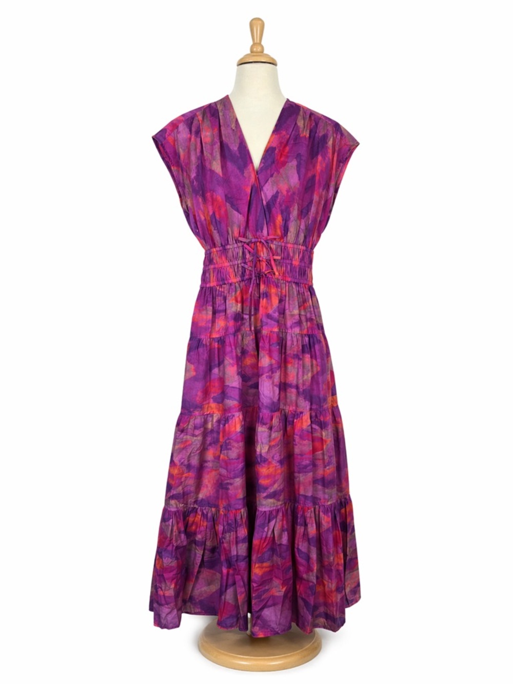 Derek Lam I.O Crosby Tie Dye Maxi Dress Pink Purple Boho Smocked 4 - Picture 3 of 9
